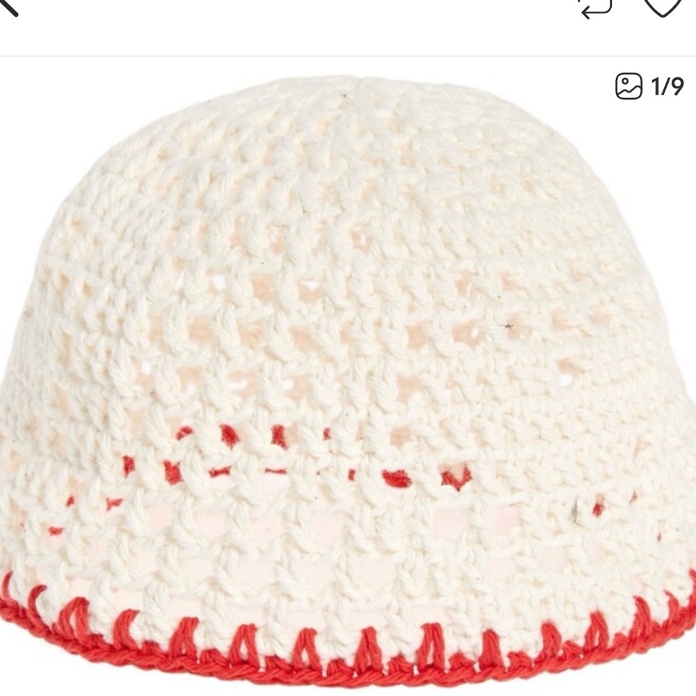 White and Red Crochet Women's Hat